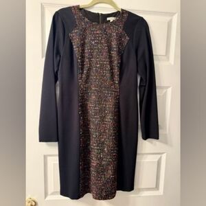 Shoshanna Black and Multicolor Long Sleeve Dress